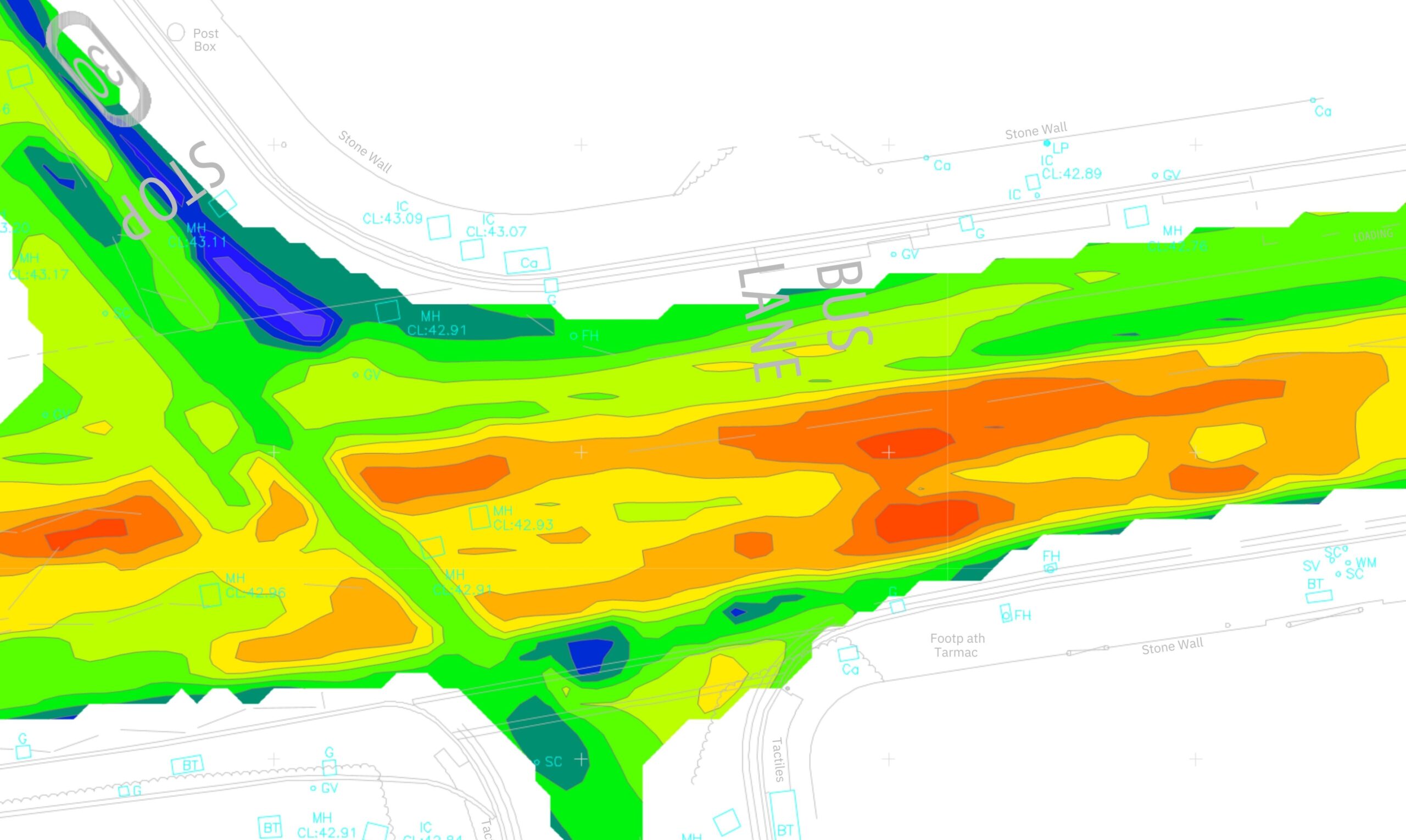 zoomed in image of road subsurface mapping