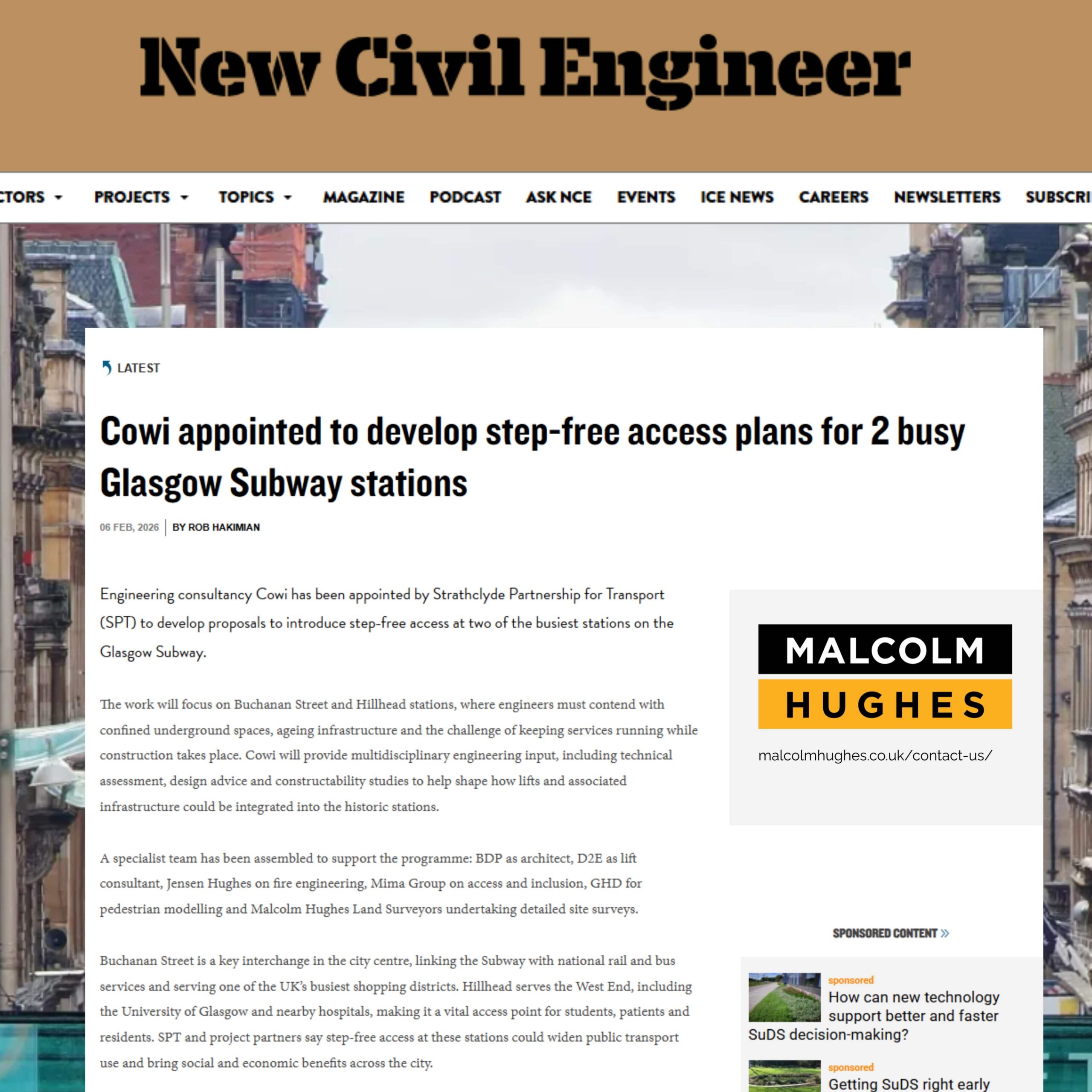 Maloclm hughes New Civil Engineer Article